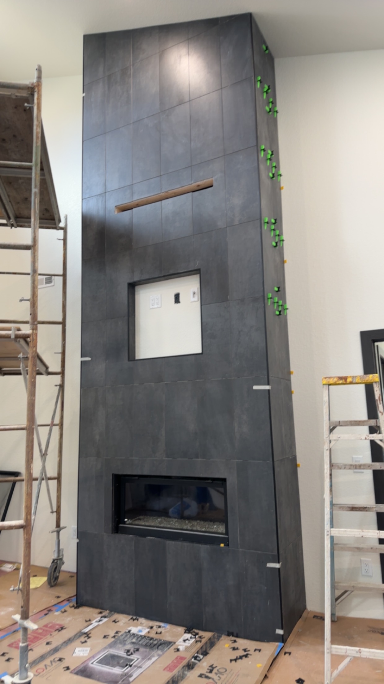 Large Fireplace with Tile Surround